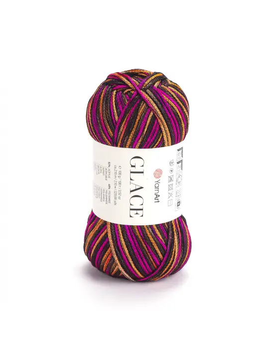 Yarnart Glace El Örgü İpi,100g / 210m – %52 Akrilik %48 Poliamid–Parlak Renkli Yazlık El Örgü İpi
