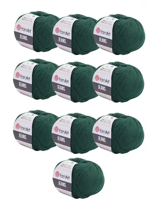 Yarnart Jeans 92 Zümrüt Yeşili 10lu Paket Amigurimi Bebek Ipi Yarn-Art Jeans 10 Adet