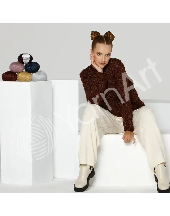 Yarnart Manhattan - Simli El Örgü Ipi Açık Gri-901