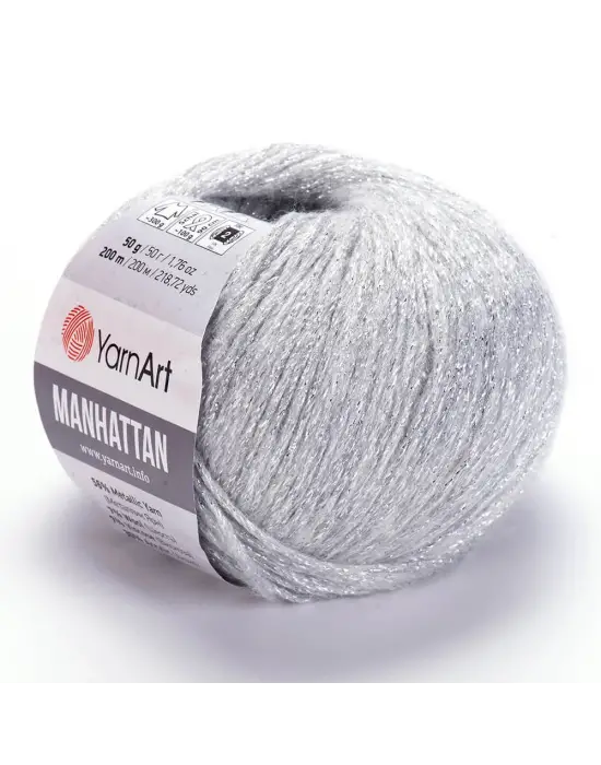 Yarnart Manhattan - Simli El Örgü Ipi Açık Gri-901