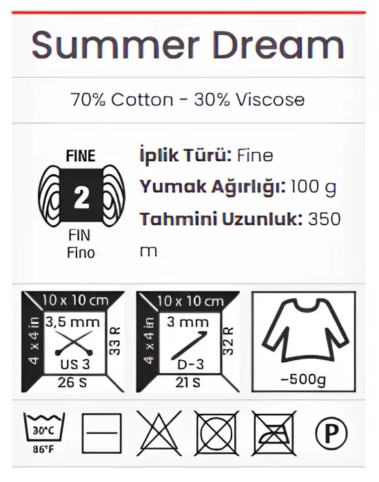 YarnArt Summer Dream 4314 Ebruli El Örgü İpi – 100g / 350m – %70 Pamuk %30 Viskoz – Yazlık İnce Renkli İplik