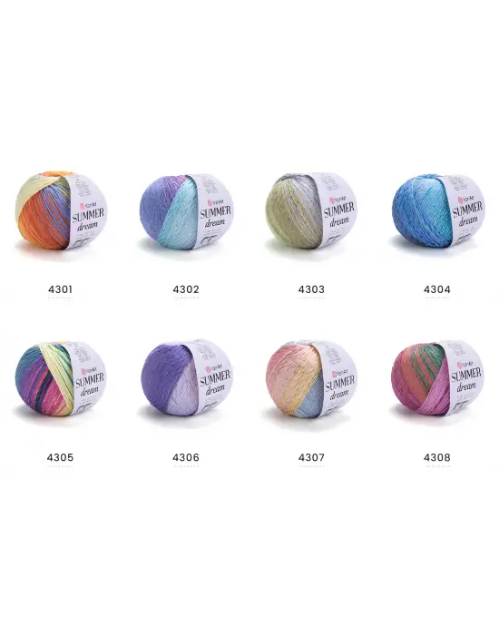 YarnArt Summer Dream 4316 Ebruli El Örgü İpi – 100g / 350m – %70 Pamuk %30 Viskoz – Yazlık İnce Renkli İplik