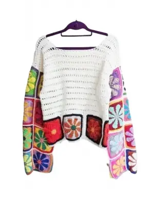 Siparişe Göre el Örgü Patchwork  Süveter