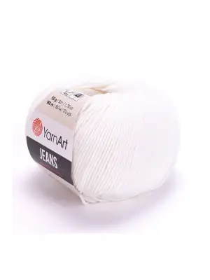 Yarnart Jeans 01 Beyaz Amigurumi Örgü Ipi,Bebek Ipi,Hırka,Atkı,Bere,Şal,Battaniye,Çanta İpi