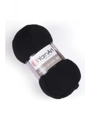 MERINO DE LUXE 50 - EL ÖRGÜ İPİ SİYAH-585