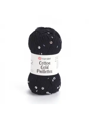 YarnArt Cotton Gold Paillettes – Işıltılı Pullu Pamuklu El Örgü İpi 50g | Yazlık Şal, Bluz, Aksesuar İçin Hafif ve Parlak İplik