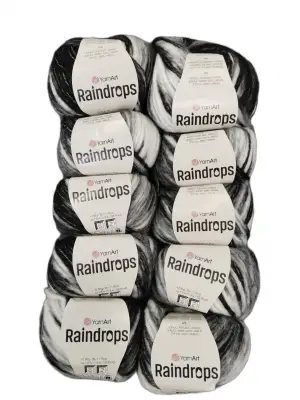 YarnArt Raindrops El Örgü İpi 10lu Set Yünlü, Akrilik ve Polyamid Karışımlı Orta Kalınlıkta Renkli İplik
