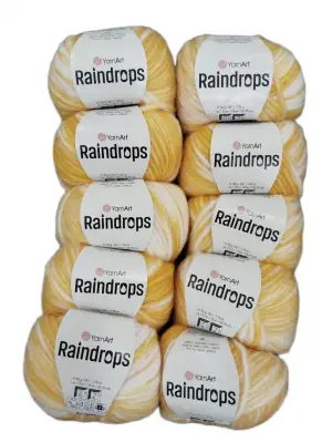 YarnArt Raindrops El Örgü İpi 10lu Set Yünlü, Akrilik ve Polyamid Karışımlı Orta Kalınlıkta Renkli İplik