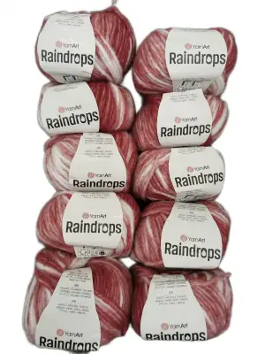 YarnArt Raindrops El Örgü İpi 10lu Set Yünlü, Akrilik ve Polyamid Karışımlı Orta Kalınlıkta Renkli İplik