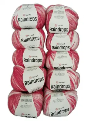 YarnArt Raindrops El Örgü İpi 10lu Set Yünlü, Akrilik ve Polyamid Karışımlı Orta Kalınlıkta Renkli İplik