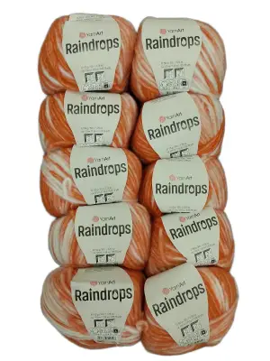 YarnArt Raindrops El Örgü İpi 10lu Set Yünlü, Akrilik ve Polyamid Karışımlı Orta Kalınlıkta Renkli İplik