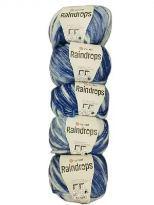 YarnArt Raindrops El Örgü İpi 5li Set Yünlü, Akrilik ve Polyamid Karışımlı Orta Kalınlıkta Renkli İplik