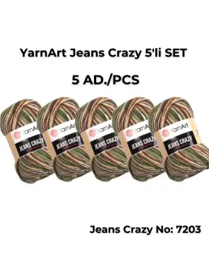 Yarnart Jeans Crazy 5li SET Ebruli El Örgü Ipi No:7203