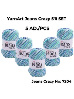 Yarnart Jeans Crazy 5li SET Ebruli El Örgü Ipi No:7204