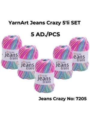 Yarnart Jeans Crazy 5li SET Ebruli El Örgü Ipi No:7205