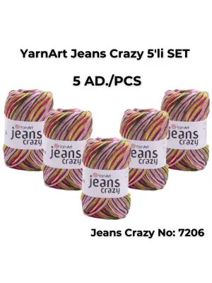 Yarnart Jeans Crazy 5li SET Ebruli El Örgü Ipi No:7206