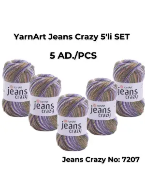 Yarnart Jeans Crazy 5li SET Ebruli El Örgü Ipi No:7207