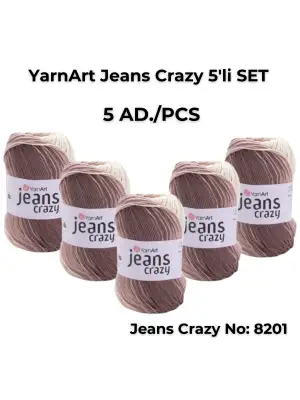 Yarnart Jeans Crazy 5li SET Ebruli El Örgü Ipi No:8201