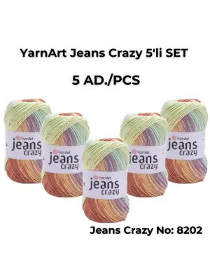 Yarnart Jeans Crazy 5li SET Ebruli El Örgü Ipi No:8202