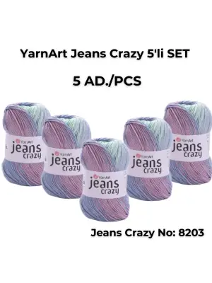 Yarnart Jeans Crazy 5li SET Ebruli El Örgü Ipi No:8203