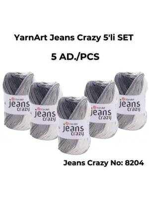 Yarnart Jeans Crazy 5li SET Ebruli El Örgü Ipi No:8204