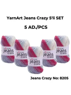 Yarnart Jeans Crazy 5li SET Ebruli El Örgü Ipi No:8205