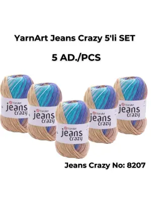 Yarnart Jeans Crazy 5li SET Ebruli El Örgü Ipi No:8207