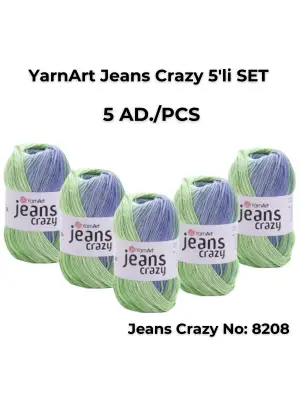 Yarnart Jeans Crazy 5li SET Ebruli El Örgü Ipi No:8208