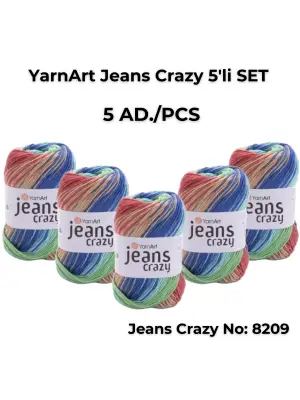 Yarnart Jeans Crazy 5li SET Ebruli El Örgü Ipi No:8209