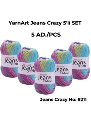 Yarnart Jeans Crazy 5li SET Ebruli El Örgü Ipi No:8211