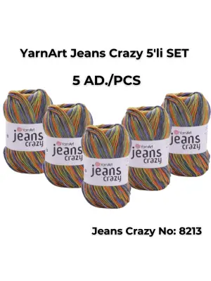 Yarnart Jeans Crazy 5li SET Ebruli El Örgü Ipi No:8213
