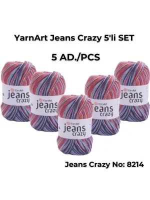 Yarnart Jeans Crazy 5li SET Ebruli El Örgü Ipi No:8214