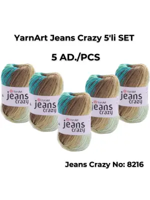 Yarnart Jeans Crazy 5li SET Ebruli El Örgü Ipi No:8216