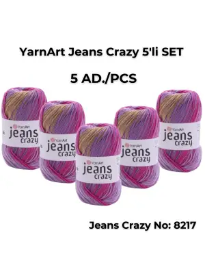 Yarnart Jeans Crazy 5li SET Ebruli El Örgü Ipi No:8217