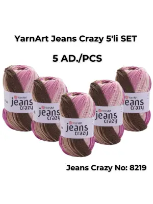 Yarnart Jeans Crazy 5li SET Ebruli El Örgü Ipi No:8219