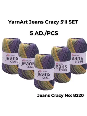Yarnart Jeans Crazy 5li SET Ebruli El Örgü Ipi No:8220