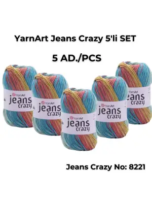 Yarnart Jeans Crazy 5li SET Ebruli El Örgü Ipi No:8221