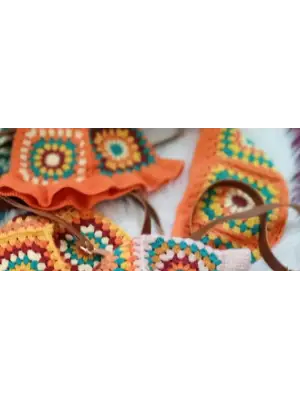 El Örgüsü Çanta ve Bere Takım ,Kare Motifli Çanta,Kadın Çanta,Omuz Çanta,El Yapımı Örme Çanta