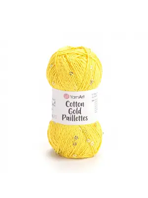 YarnArt Cotton Gold Paillettes – Işıltılı Pullu Pamuklu El Örgü İpi 50g | Yazlık Şal, Bluz, Aksesuar İçin Hafif ve Parlak İplik