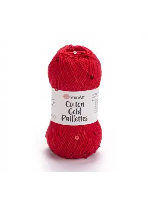 YarnArt Cotton Gold Paillettes – Işıltılı Pullu Pamuklu El Örgü İpi 50g | Yazlık Şal, Bluz, Aksesuar İçin Hafif ve Parlak İplik