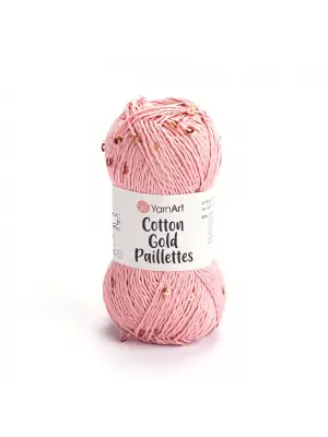 YarnArt Cotton Gold Paillettes – Işıltılı Pullu Pamuklu El Örgü İpi 50g | Yazlık Şal, Bluz, Aksesuar İçin Hafif ve Parlak İplik