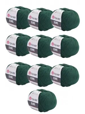 Yarnart Jeans 92 Zümrüt Yeşili 10lu Paket Amigurimi Bebek Ipi Yarn-Art Jeans 10 Adet
