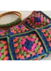 El Örgüsü Çanta,Kare Motifli Çanta,Kadın Çanta,Omuz Çanta,El Yapımı Örme Çanta