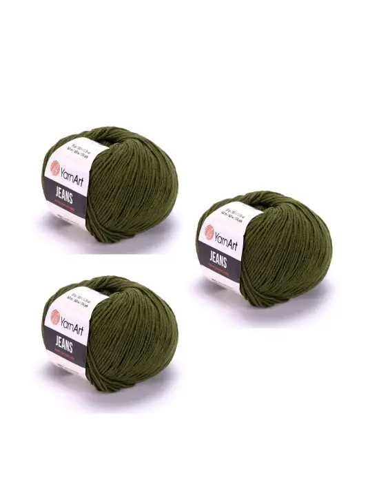 Yarn Art Jeans Amigurumi Örgü İpi 82 Zeytin Yeşil Hırka Örgü İpi Bebek İpi Punch İpi 3lü Paket