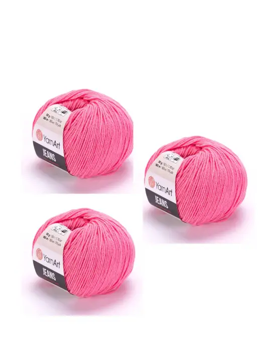 Yarn Art Jeans Amigurumi Örgü İpi 78 Şeker Pembe Hırka Örgü İpi Bebek İpi Punch İpi 3lü Paket