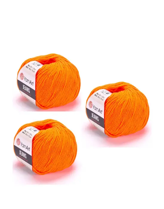 Yarn Art Jeans Amigurumi Örgü İpi 77 Turuncu Hırka Örgü İpi Bebek İpi Punch İpi 3lü Paket