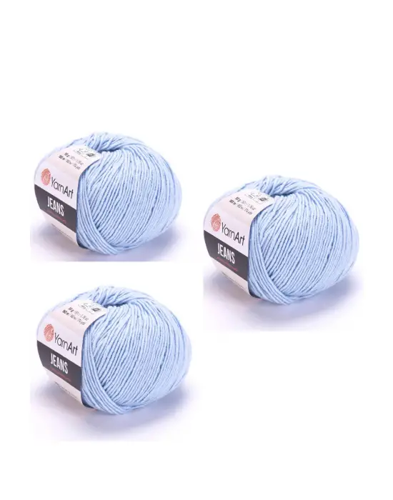 Yarn Art Jeans Amigurumi Örgü İpi 75 Açık Mavi Hırka Örgü İpi Bebek İpi Punch İpi 3lü Paket