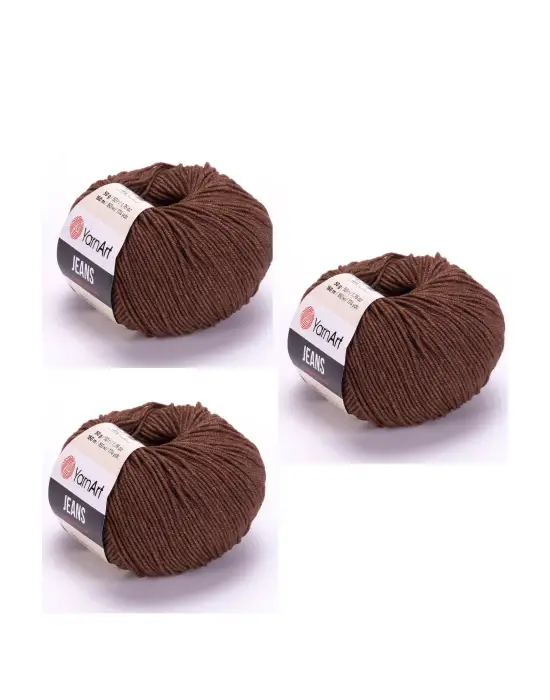 Yarn Art Jeans Amigurumi Örgü İpi 70 Koyu Kahverengi Hırka Örgü İpi Bebek İpi Punch İpi 3lü Paket