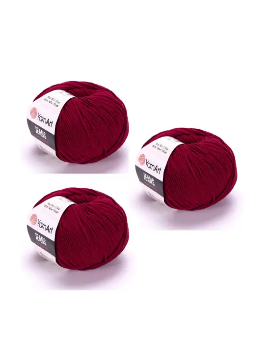 Yarn Art Jeans Amigurumi Örgü İpi 66 Bordo Renk Hırka Örgü İpi Bebek İpi Punch İpi 3lü Paket