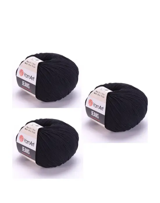 Yarn Art Jeans 53 Siyah Amigurumi Örgü İpi Hırka Örgü İpi Bebek İpi Punch İpi 3lü Paket